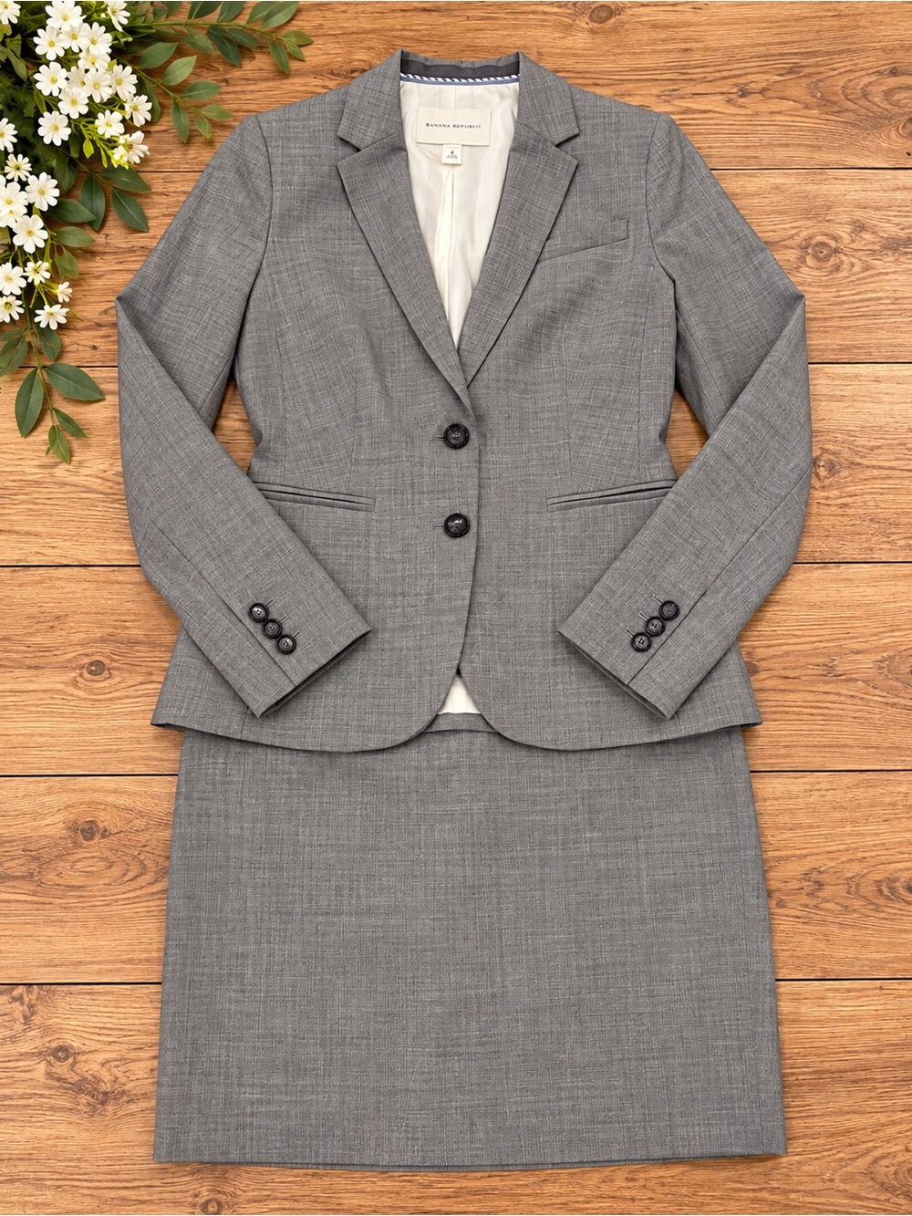 Banana Republic Gray Women's Tailored Blazer and Skirt 3 piece set